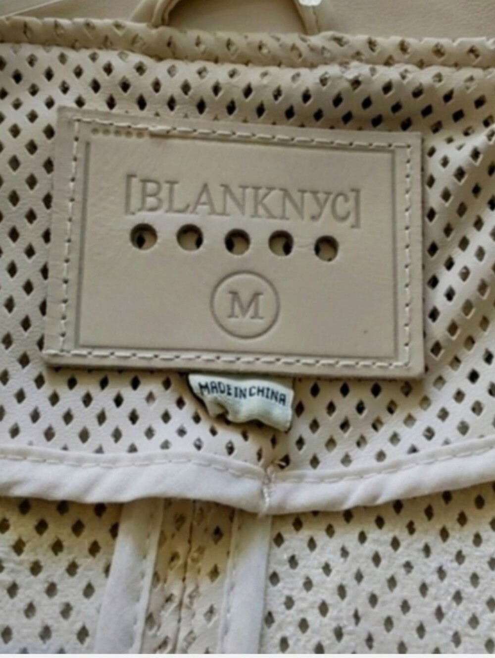 Blank NYC Vegan Perforated Moto Jacket — Light Beige Medium - Picture 3 of 11
